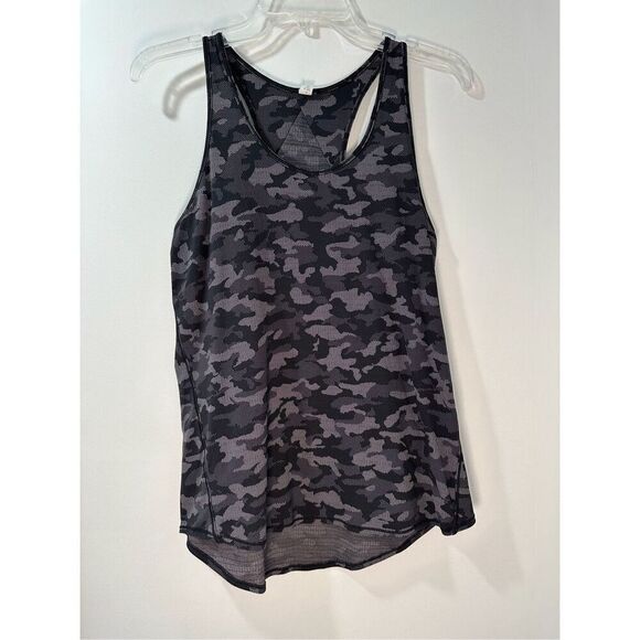 Lululemon Cool Racerback black gray camo women’s tank top size M. #24-1779 - Picture 1 of 4